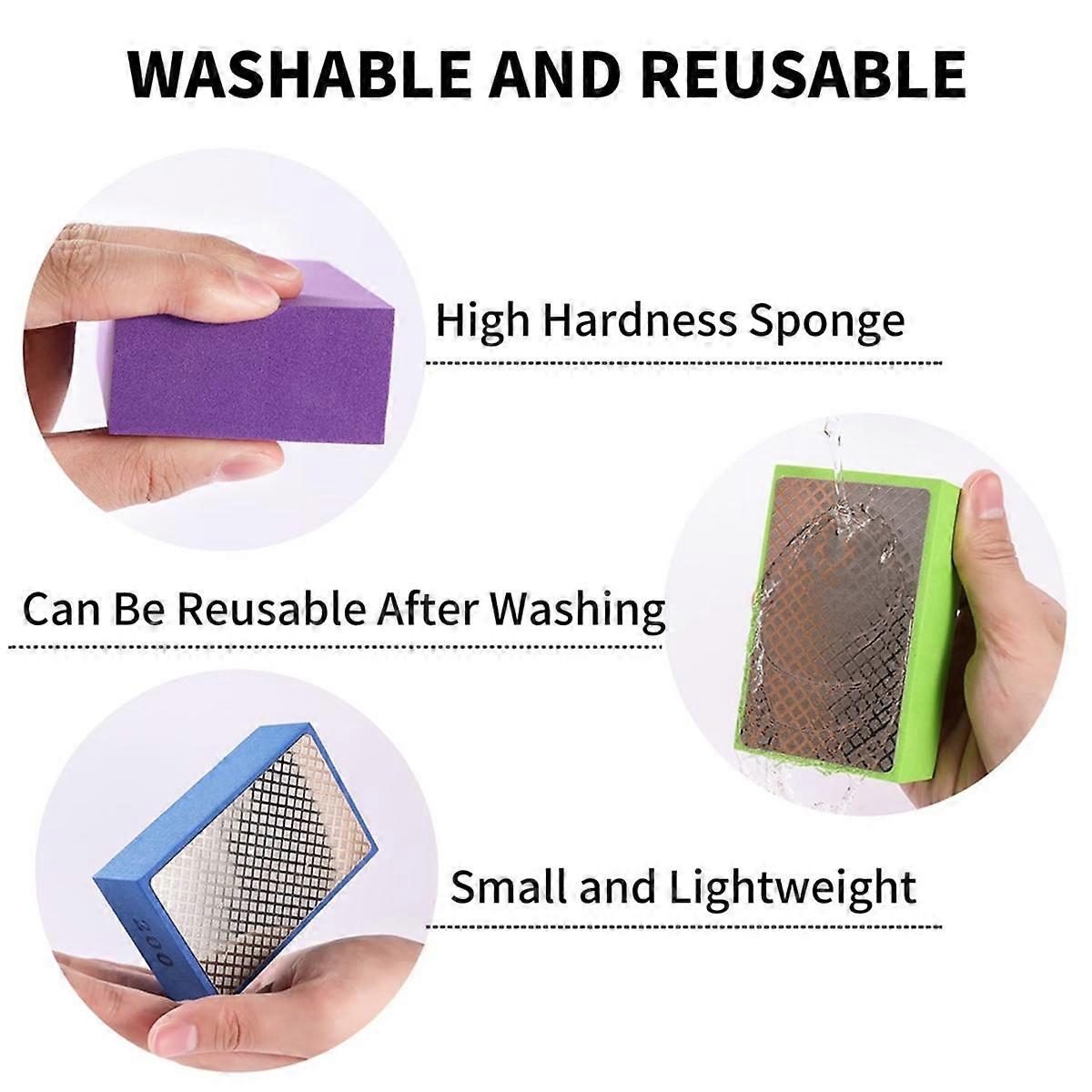 5pcs Sanding Sponge Block 4-Way Polishing Buffers – Grit 1000/7000 – 90mm X 30mm