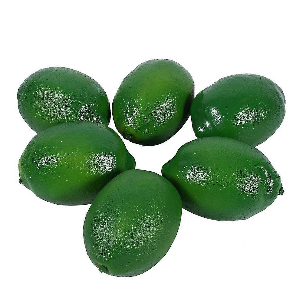 6pcs Green Lemon Lifelike Artificial Fake Fruit Simulation Home Party Table Display Decoration