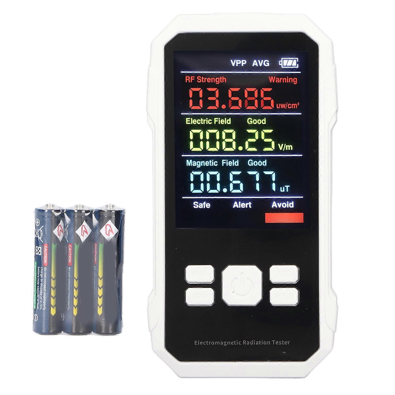 Electromagnetic Radiation Tester with Battery Handheld Digital High Frequency Radiation Detector White