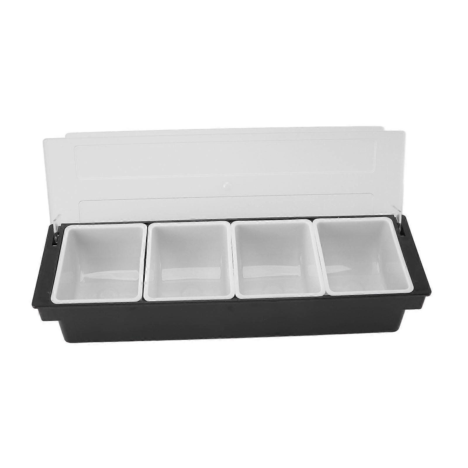 Gewürz Robuster Kunststoff Transparenter Deckel Abnehmbares Design Multifunktionsriegel Obst für Gemüse Obstgewürz 4 Fächer