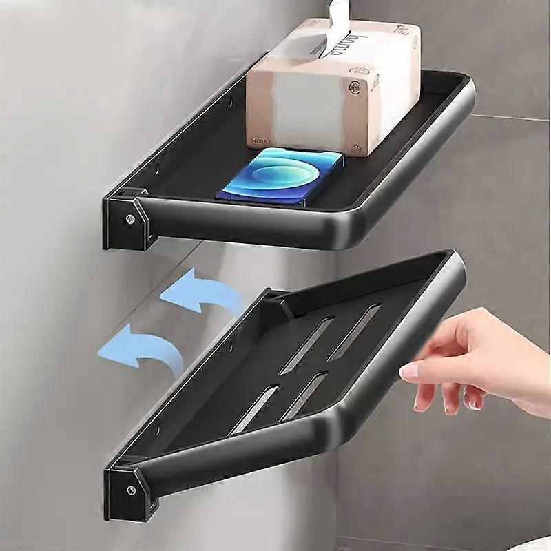 Foldable Towel Rack Bathroom Storage Shelf Wall Mount Kitchen Organizer
