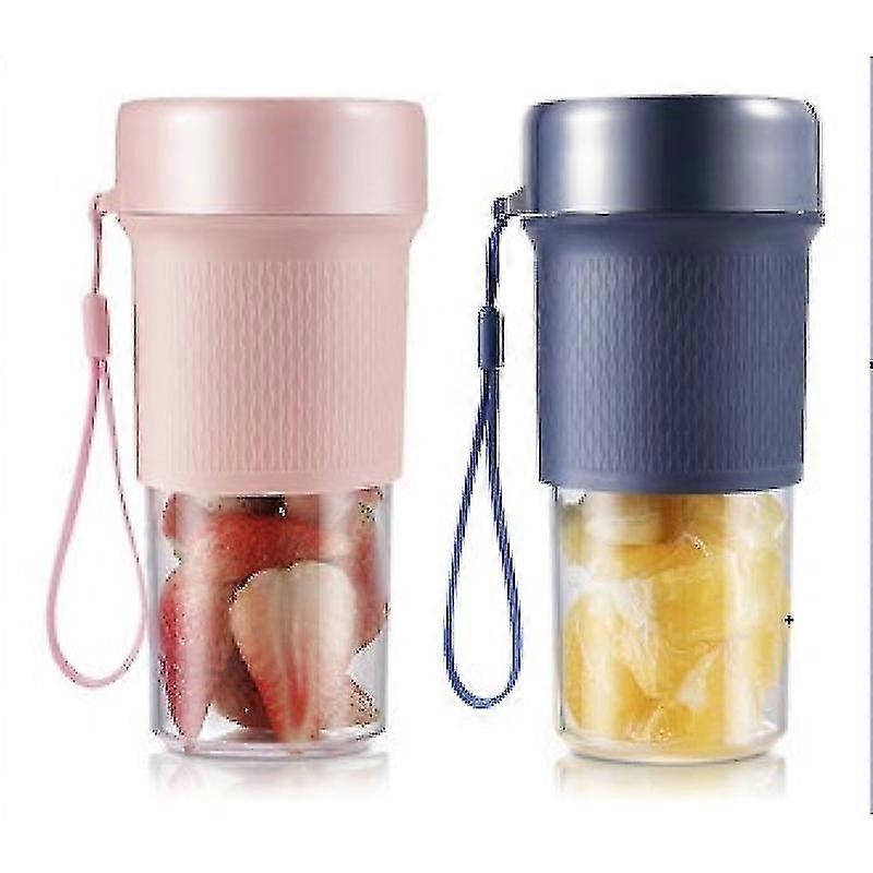 2pcs Portable Blender Usb Rechargeable 300ml Electric Manual Fruit Juicer Bpa Free Mini Bottle Juice