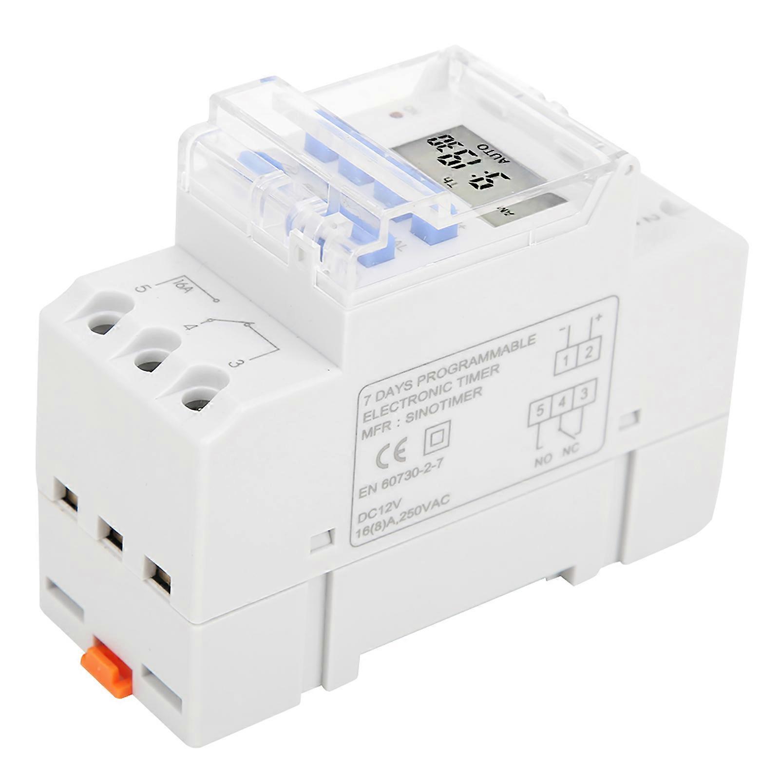 12V DC Weekly Timer Switch 16A with LCD Display Countdown Function Removable Battery
