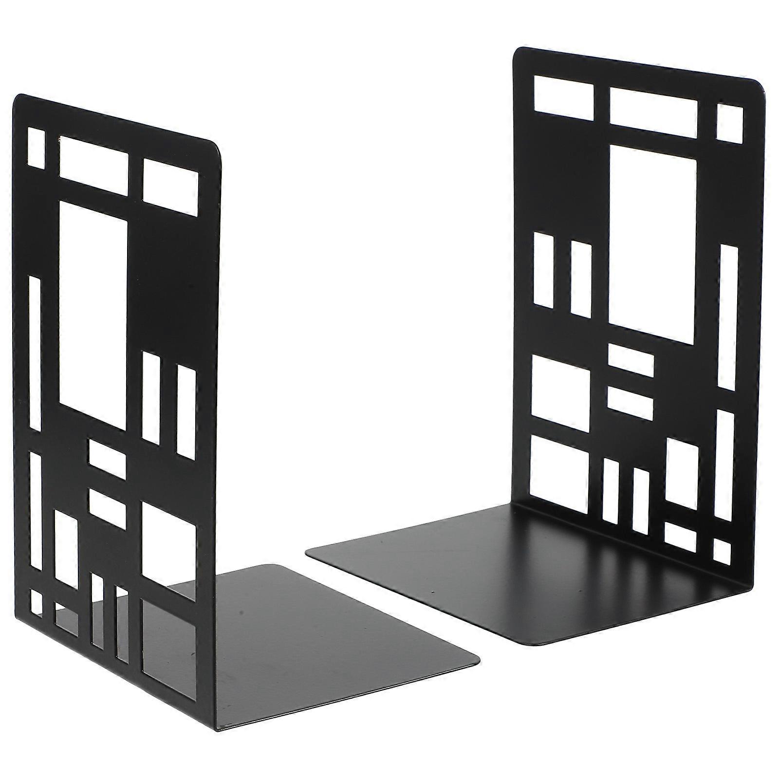 2Pcs Geometry Designed Book Holder Decorative Book End Delicate Book Organizer Study Accessory
