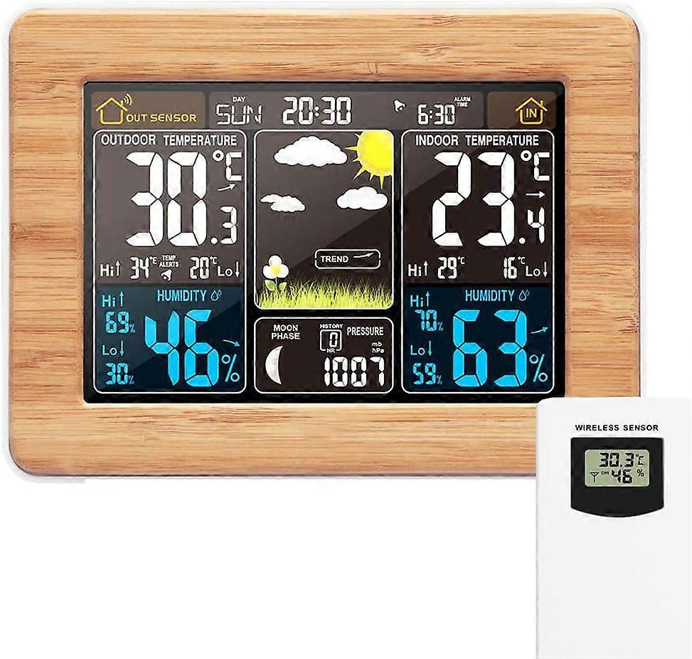 convenient Wireless Weather Station Digital Colorful Weather Clock with Outdoor Sensor Indoor Outdoor Thermomet