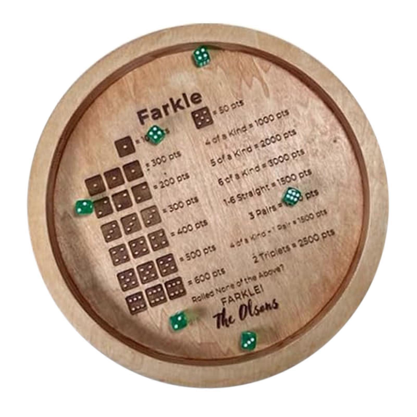 Farkle Game Dices Tray with Scoring Guide/Dices Portable Interactive Tabletop Game for Family Game Night