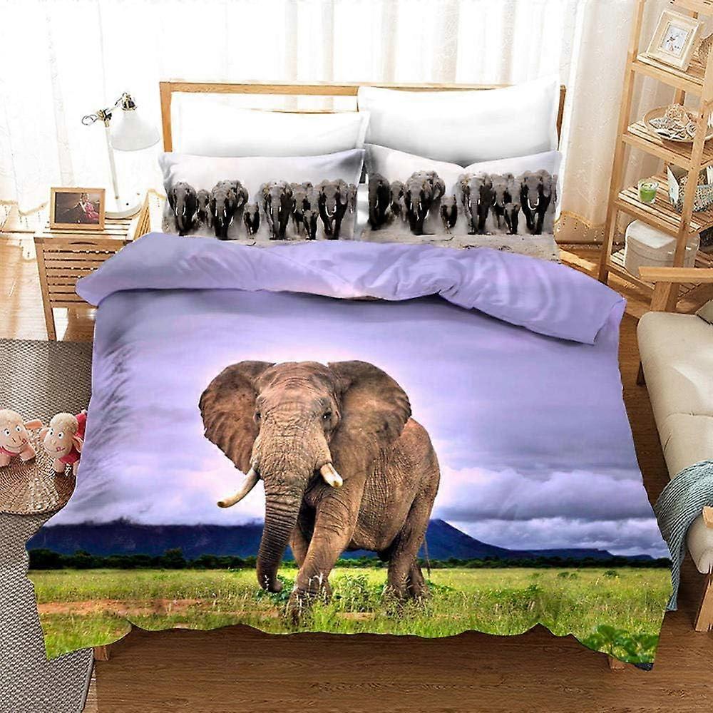 Bedding Sets Children's Elephant Bedding Set with Microfiber Duvet Cover and Pillowcase, Digital Print D 135*200 CM