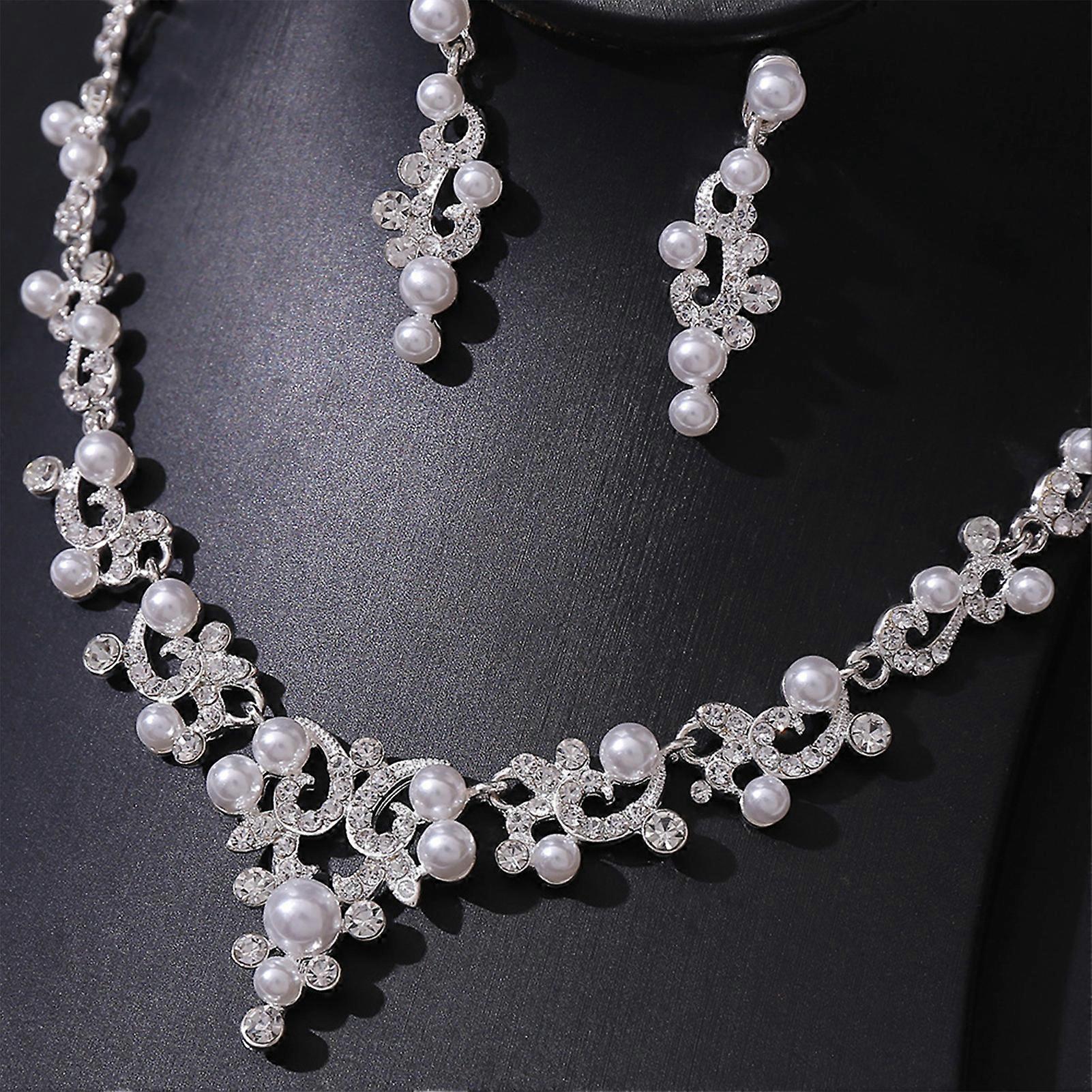 Women\'s Hanging Necklace Earrings Set Hypo-allergenic Dazzling Accessories Kit for Stage Performance Wear