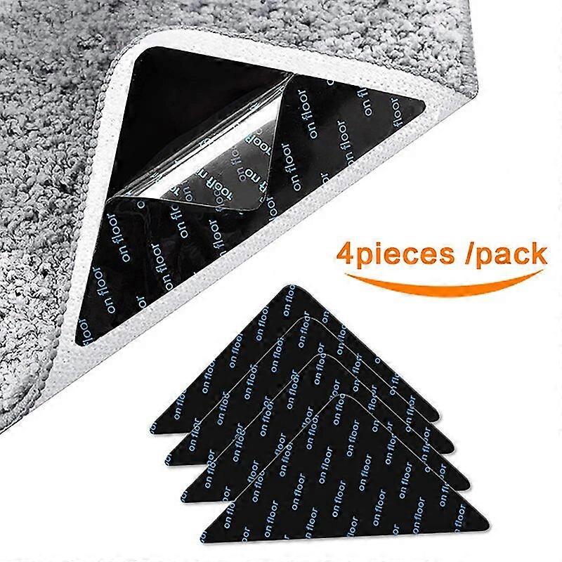 4pcs Triangle Washable Reusable Rug Gripper Anti-Skid Rubber Mat Non Slip Patch Tape For Tile Floors Carpets Corners Pad