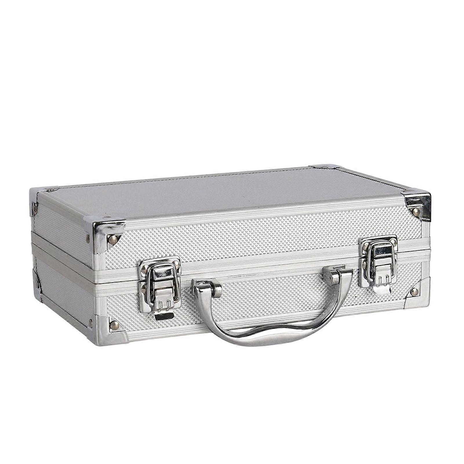 Portable Carrying Tool Storage Case with Dirt and Scratch Resistant Material for Men Silver Attache Case