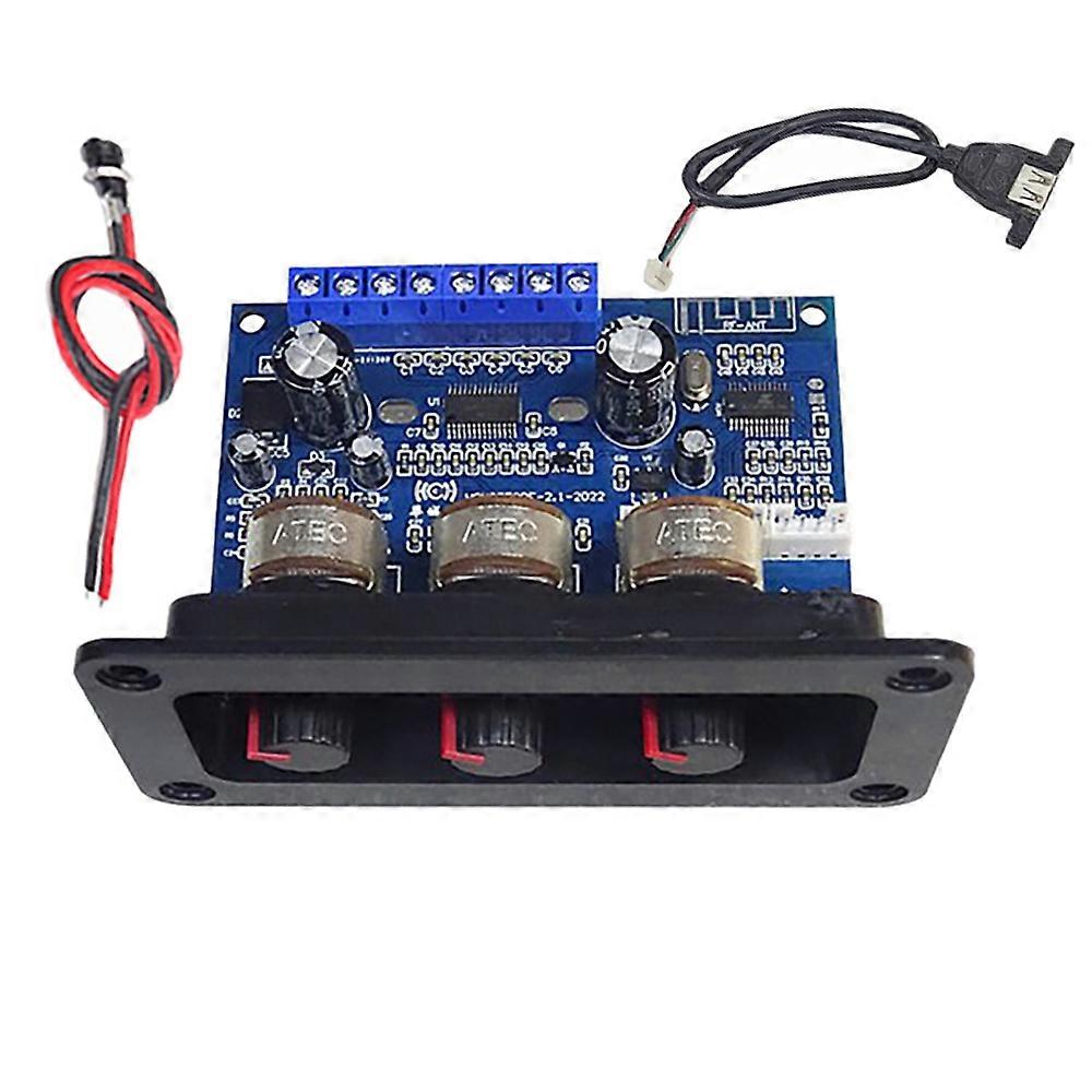 2.1 Channel Audio Amplifier Board with DC Female+USB Cable 2X25W+50W Bluetooth 5.0 Subwoofer Class