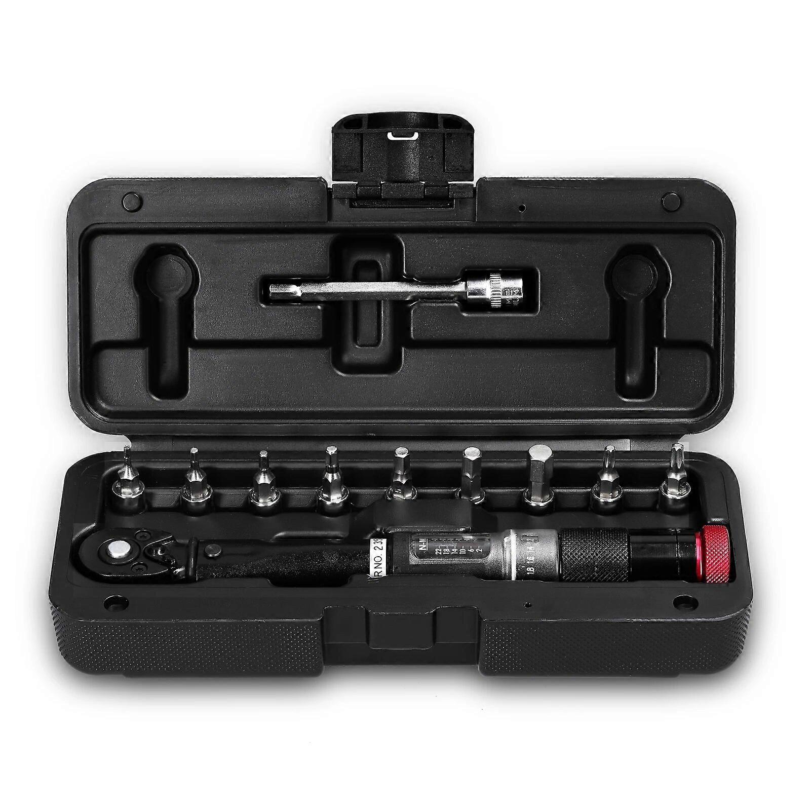 11PCS 2~24Nm 1/4 Inch Preset Torque Wrench Bits Set Adjustable Torque Wrench Window Torque Value Display Quick Release