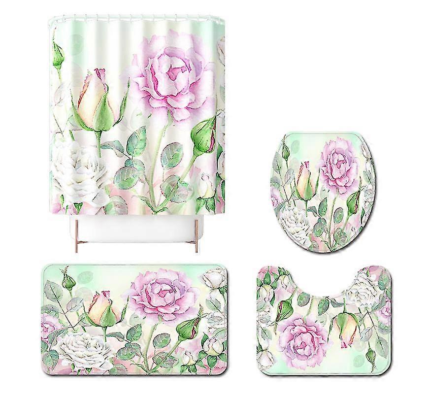 Mng Fresh Flower Printing Rose Toilet Floor Mat