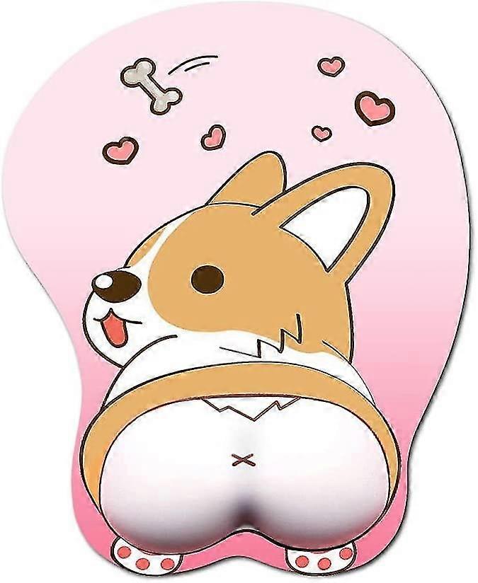 Jinxiu 3d Mouse Pad With Wrist Rest,ergonomic Soft Silicon Gel Gaming Mousepad,cute Corgi Dog Anime Mouse Mat For Pc Laptops (pink) (1pc)