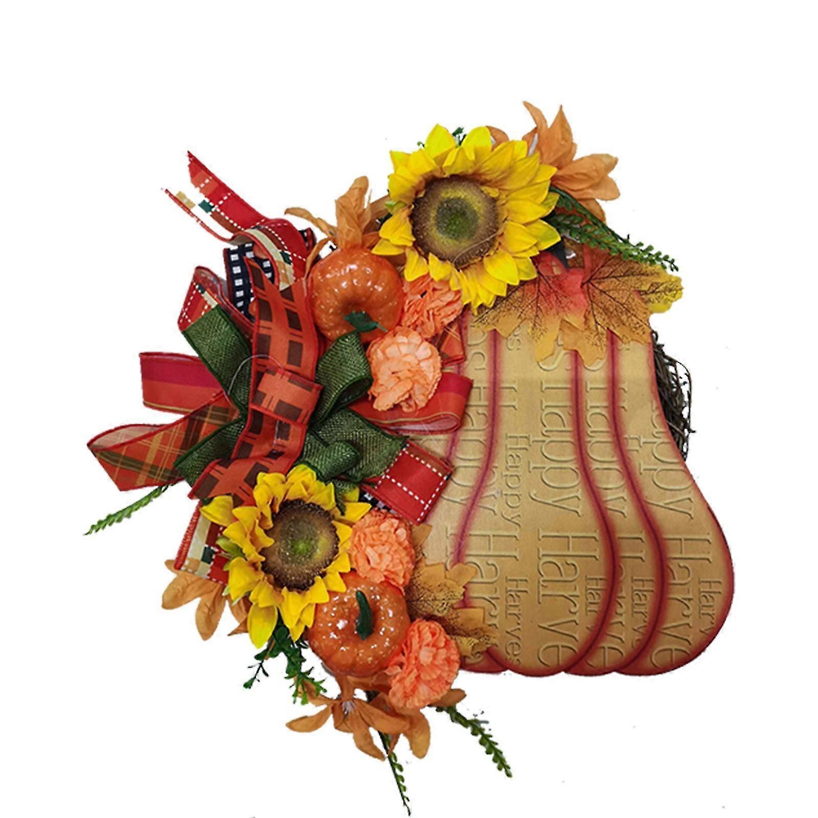 Halloween Orange Big Pumpkin Hydrangea Wreath Porta decorativa appesa