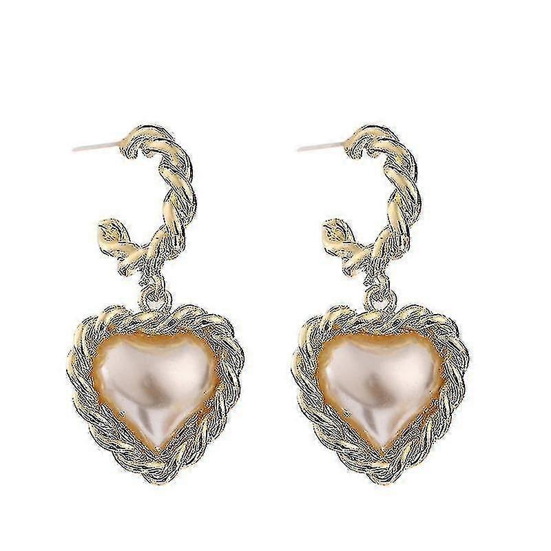 moda gioielli metallo perla cuore orecchini stud