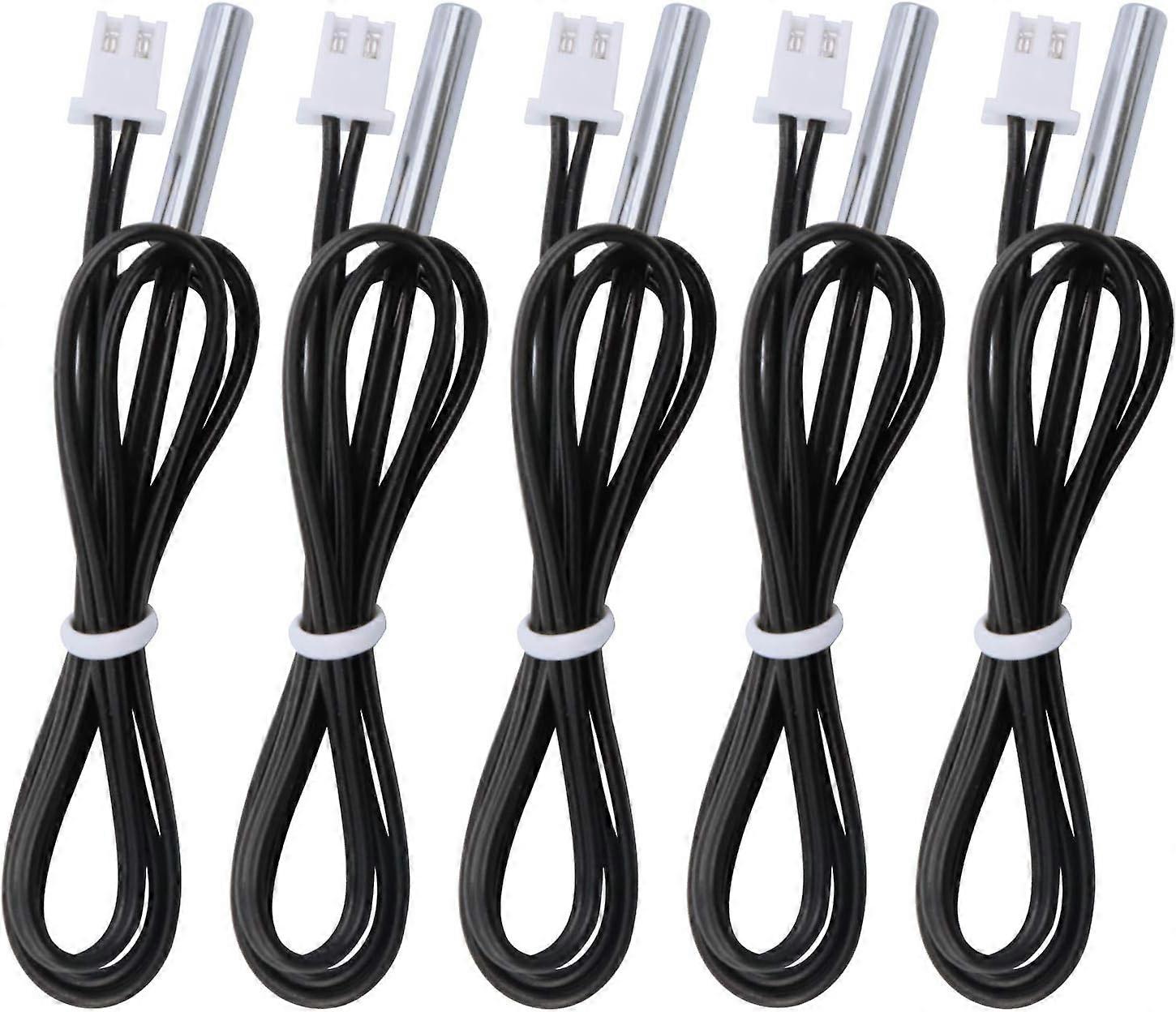 5pcs 10k B3950 Temperature Probe, Temperature Sensor -25 to 125 Degree Celsius, 0.5 Meter 1.64 Feet Stainless Steel Sensitive NTC Temperature Sensor P