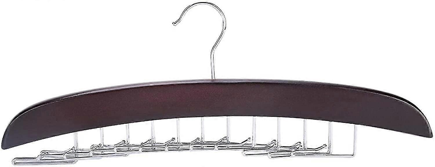 Tie Rack, Wooden Tie Rack, 24 Hooks, Rotating Belt Holder, Closet Clips, Storage Organizer(dark Red)