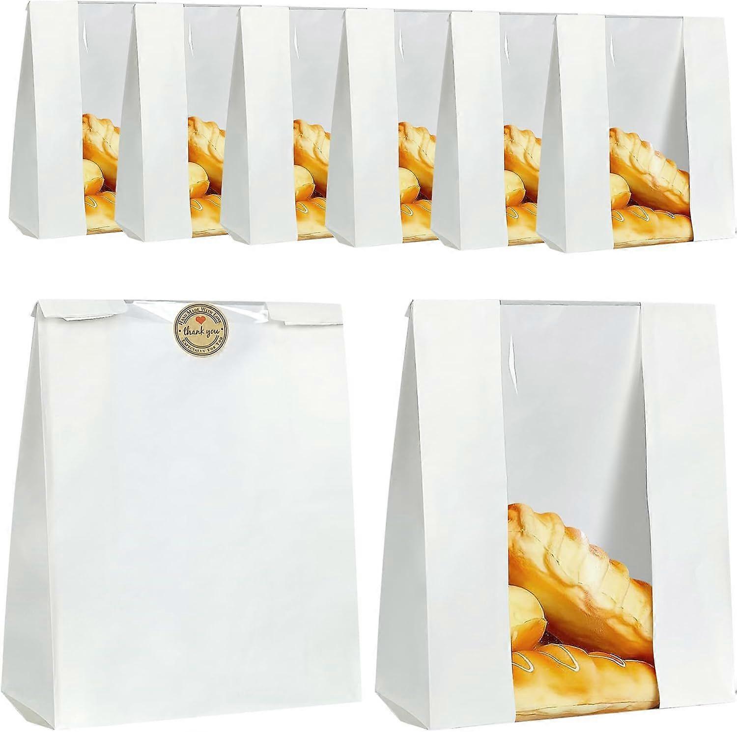 Reliable white paper bread bag with see-through window for bakery counter 50pcs