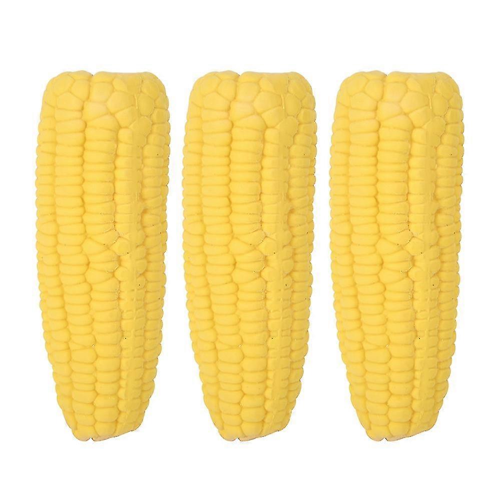 (Y)3PCS Interactive Training Toy for Dogs - Latex Yellow Pet Corn Shape Sounding Teeth Cleaning Protection Chewing Biting Toy