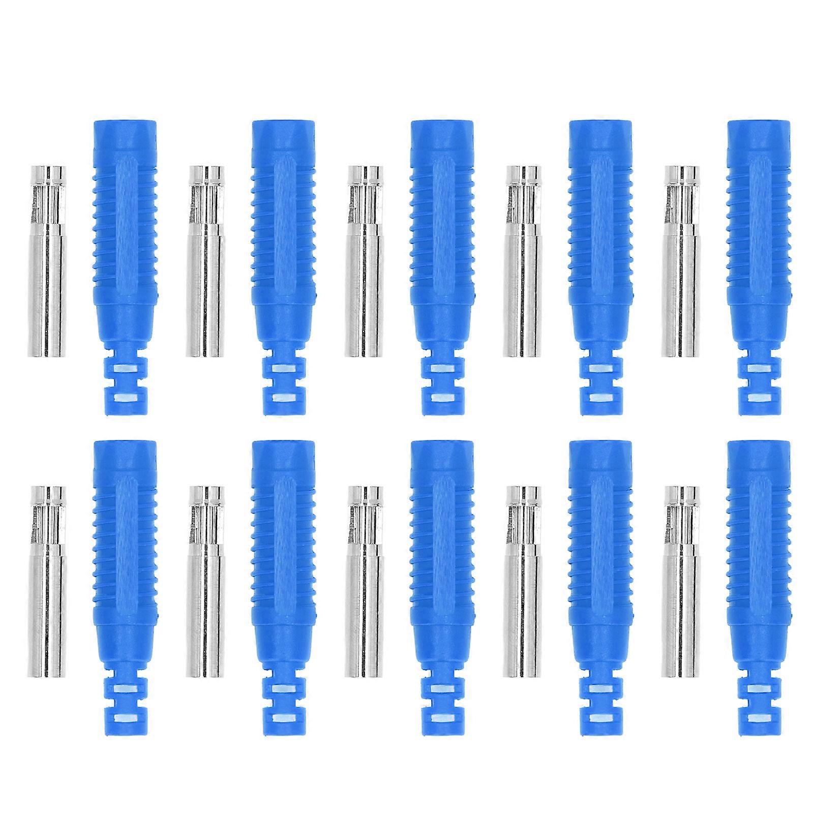 10 Set Banana Female Socket Brass PA Jack Connector Insulation Tube Press Fit Adapter J.10031Blue