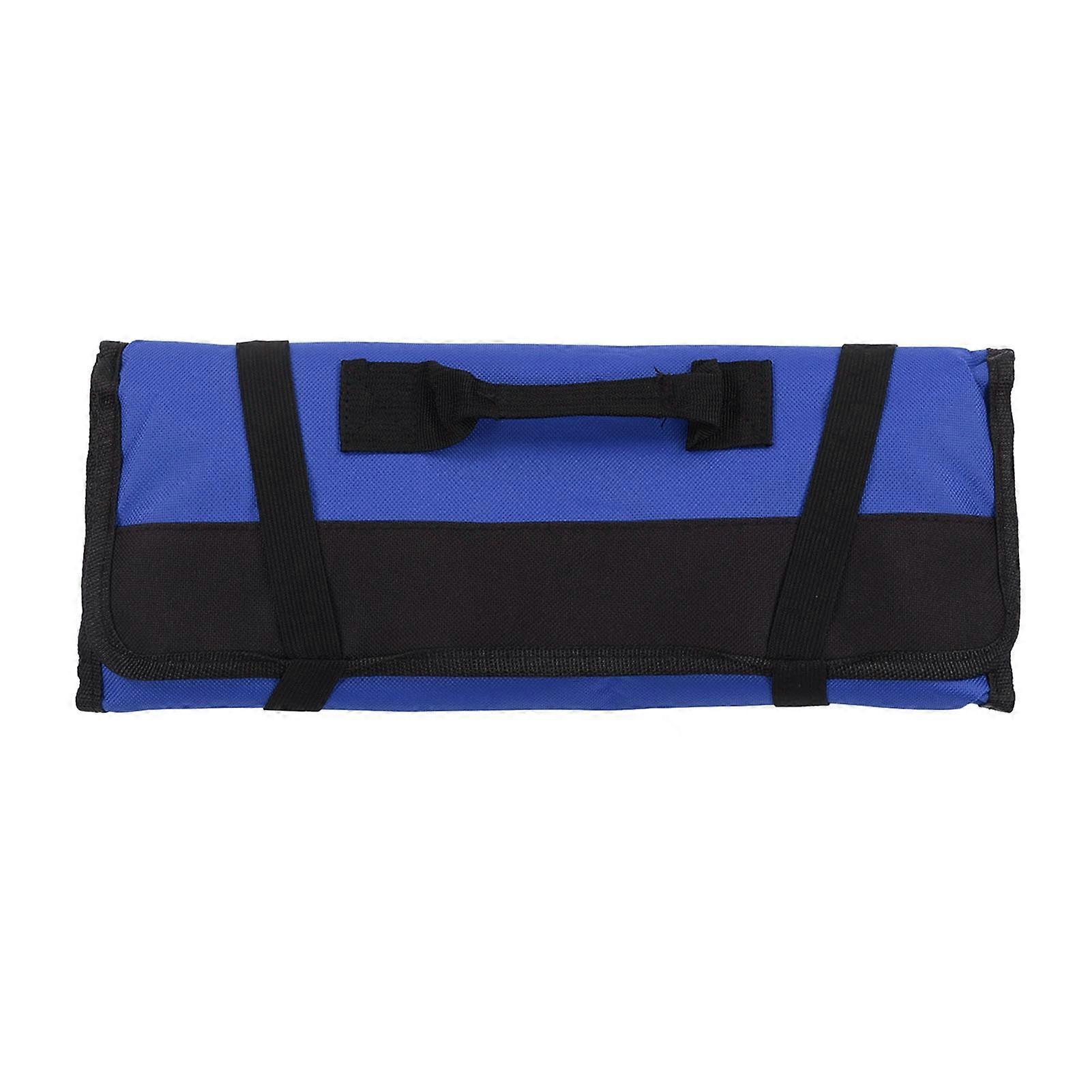 Multifunctional Tool Roll Bag Thickened Oxford Cloth Wear Resistance Waterproof Portable Tool Roll Up Pouch Blue