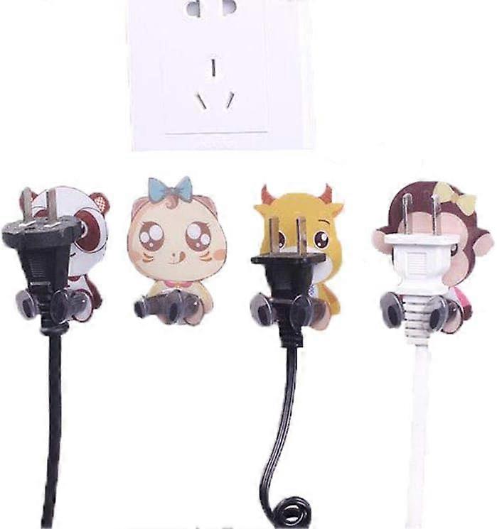 8PCS Hook Electrical Plug Cute Hook Socket Hook Cartoon Receiving and Hanging Wire Power Plug Bracket