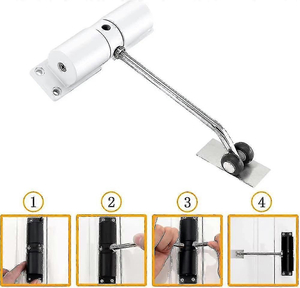 Automatic Door Closer, Outdoor Door Closer, Stainless Steel Spring Closer, For Automatically Closing Various Doors (white)