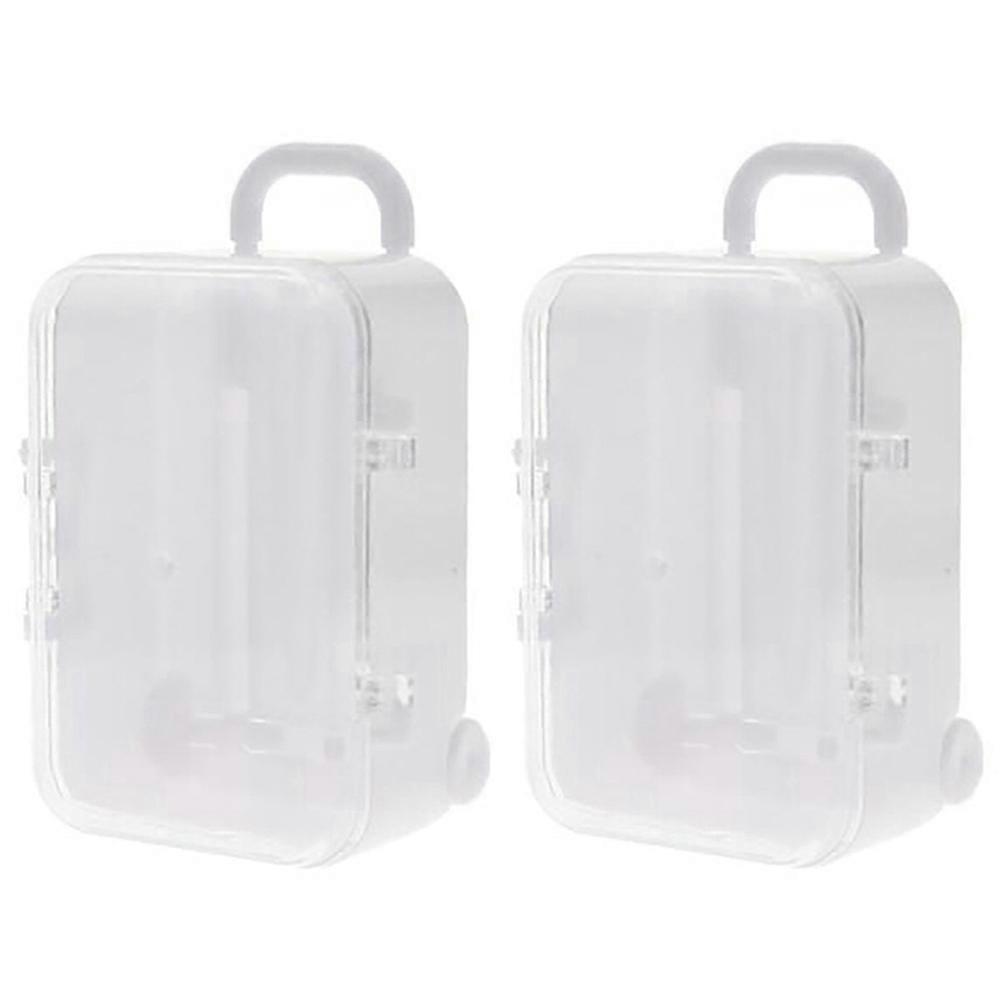 2X White Mini Roller Travel Suitcase Candy Box Personality Creative Wedding Candy Box