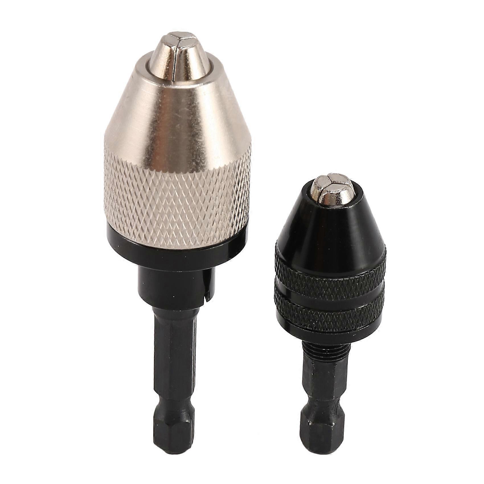 2 Pieces Keyless Drill Chuck 1/4 Inch Hex Shank Keyless Drill Chuck Fast Change Adapter in 0.3-6.5