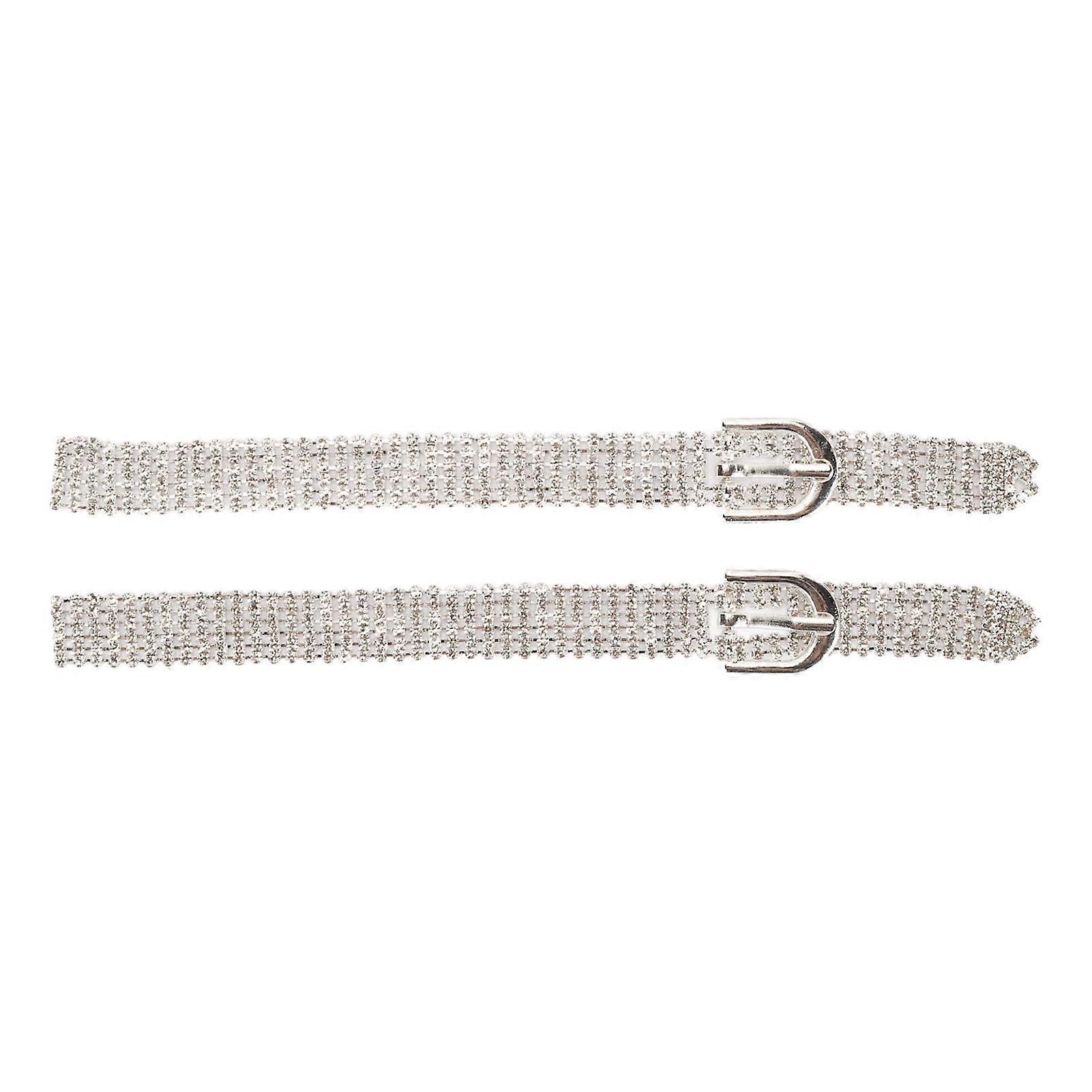 2 Pz Donne Strass Cinture 6 Righe 6.5 in Lungo 0.5 in Larghezza Colore Argento Strass Strisce per Vestiti Decorazione FAI DA TE