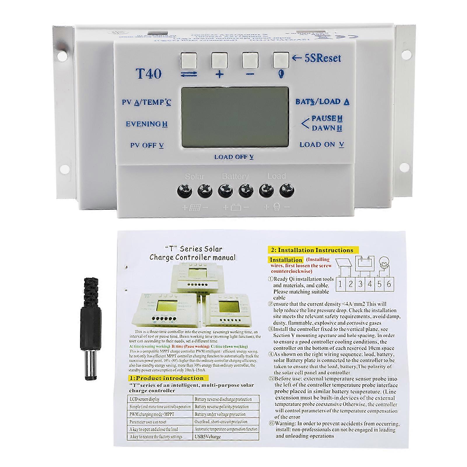MPPT 12V 24V Auto 40A solárny regulátor nabíjania LCD displej pre systém pouličného osvetlenia