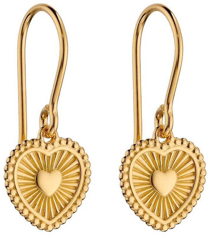 Beginnings Sunray Textured Heart Earrings - Yellow Gold