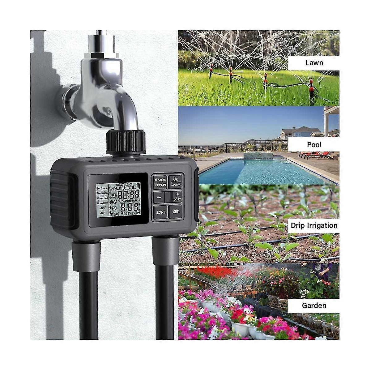 Digital Automatic Irrigation Watering Timer System Separate Timing Programs Sprinkler For Lawn Gardening Pool Eu Plug