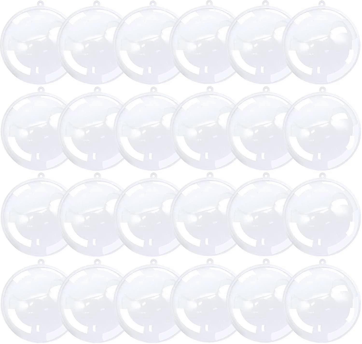24 قطعة 2.8 '/ 70mm كرات زخرفة بلاستيكية واضحة قابلة للتعبئة ، عيد الميلاد البلاستيكي