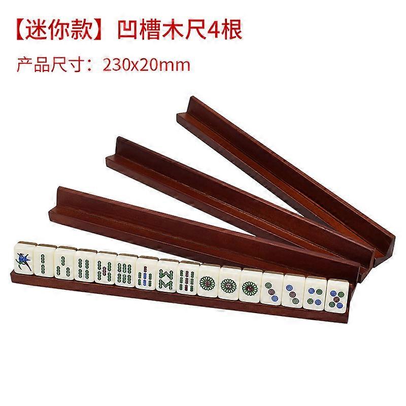 4pcs Wooden Mahjong Game Racks Wooden Push Tile Ruler Wooden Domino Trays Holders For Tile Movement Mahjong Enthusiasts