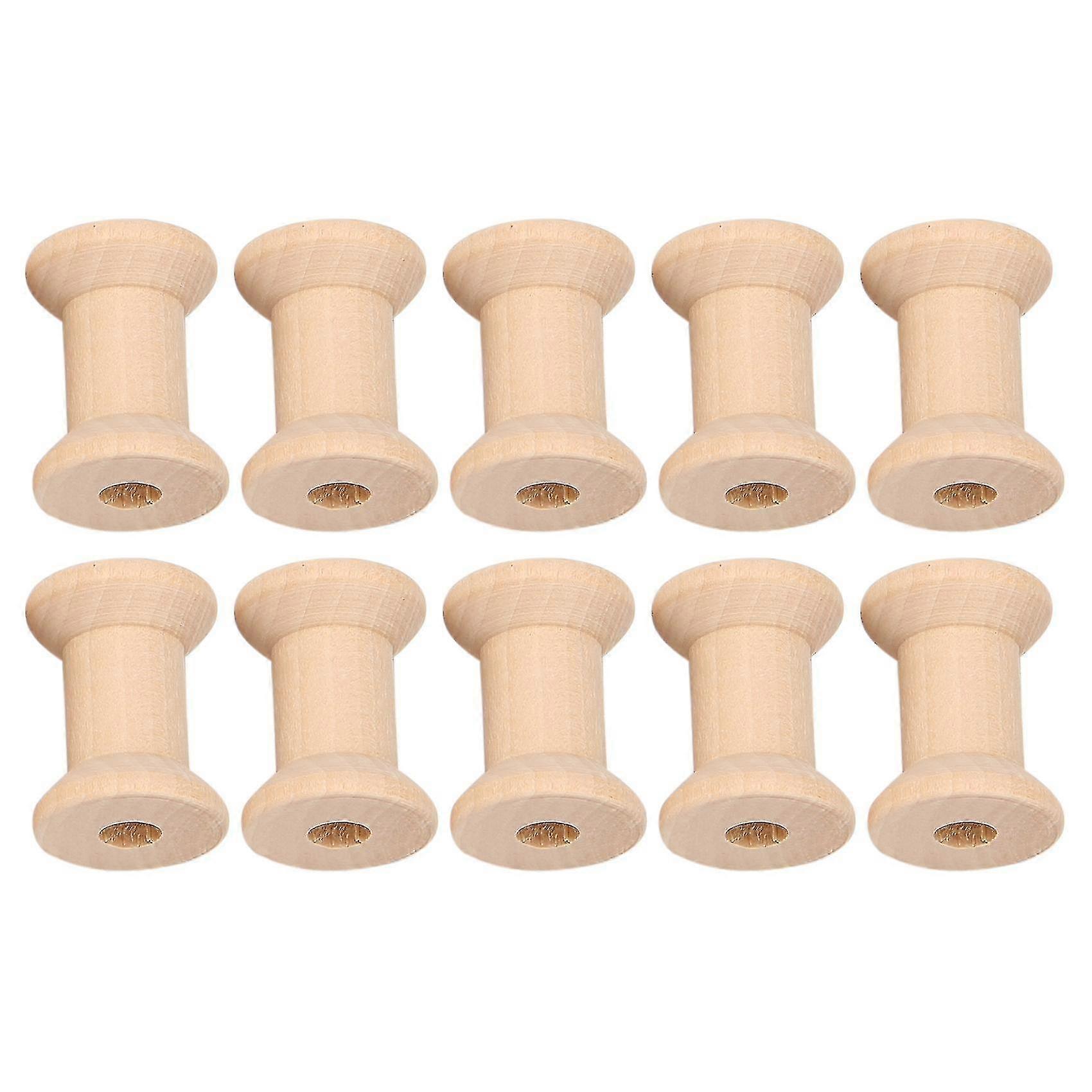 10pcs Wooden Empty Thread Spools Natural Color 29mm X23mm