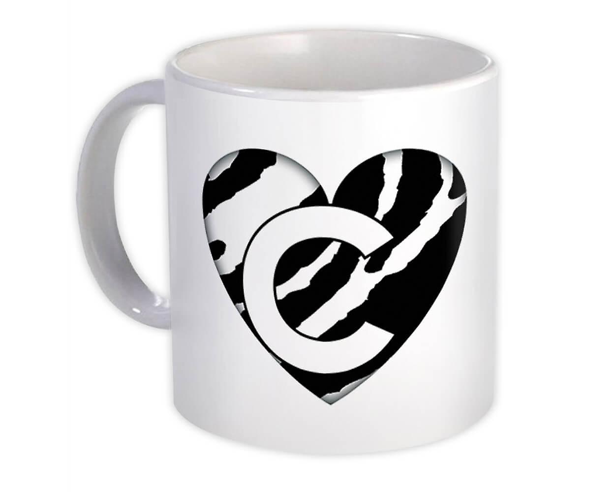 Hediye Kupa: Monogram Harf C Zebra