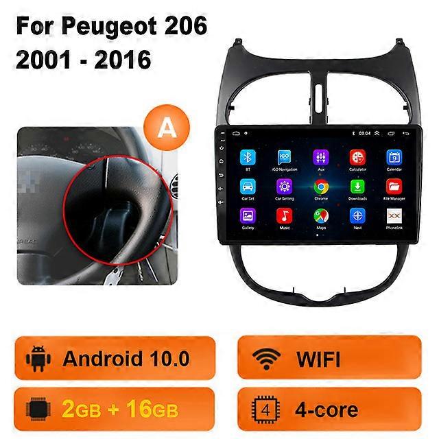 Για Peugeot 206 2001 - 2016 αυτοκίνητο ραδιόφωνο πολυμέσων βίντεο player πλοήγησης GPS No 2 din 2din 2din DVD Android 10