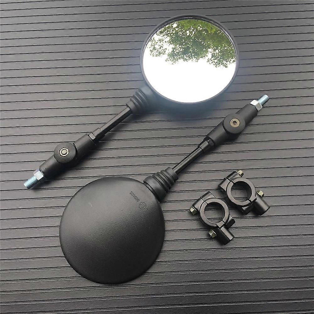Motorcycle Black Universal 10mm Side Mirror Rearview Mirror Anti-fall Folding Round Mirror