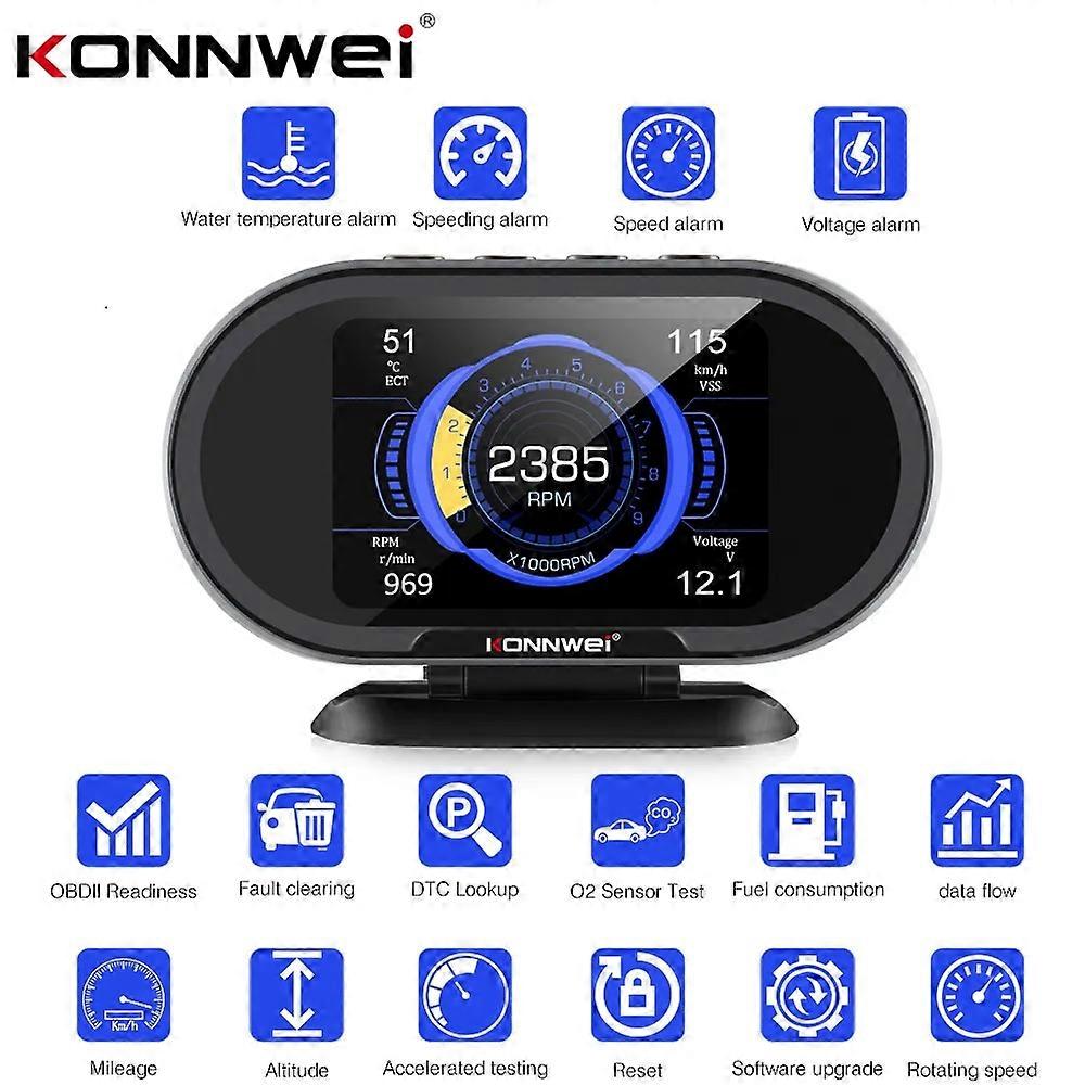 KONNWEI KW206 Car OBD2 Scanner HUD Head Up Display Car On-Board Computer Auto Digital Fuel Consumption Water Temperature Gauge