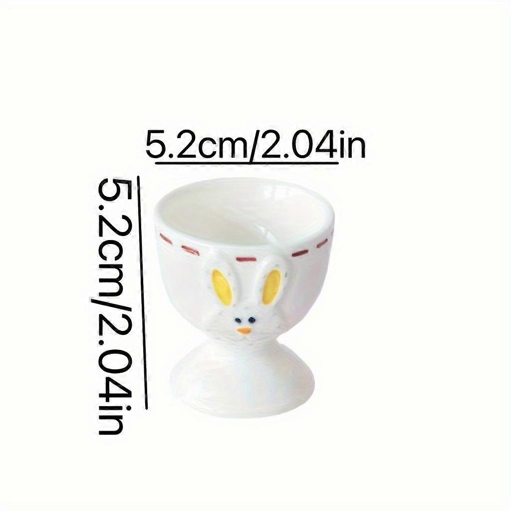 Easter Egg Cup, Cute Bunny and Flower Embossed Design, High-Temperature Ceramic Egg Holder, Creative Single Egg Cup for Easter Decor