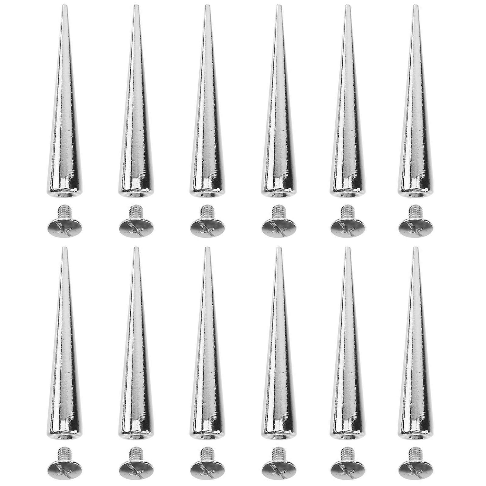 10pcs Solid Punk Bullet Large Spikes Metal Leather Rivets DIY Silver Cone Studs