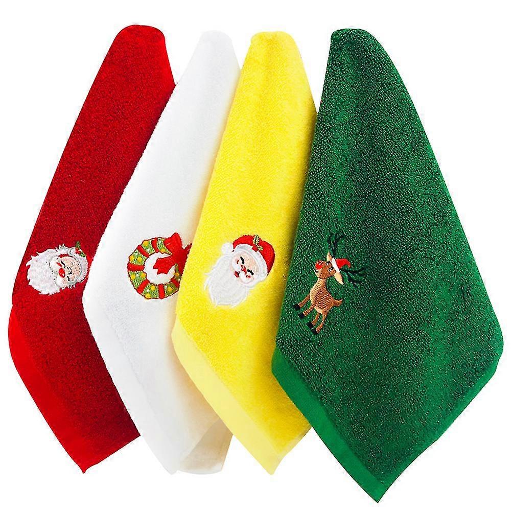 Christmas Hand Towels Set - 4PCS Premium Cotton Dish Towels for Kitchen, Home, and Bar