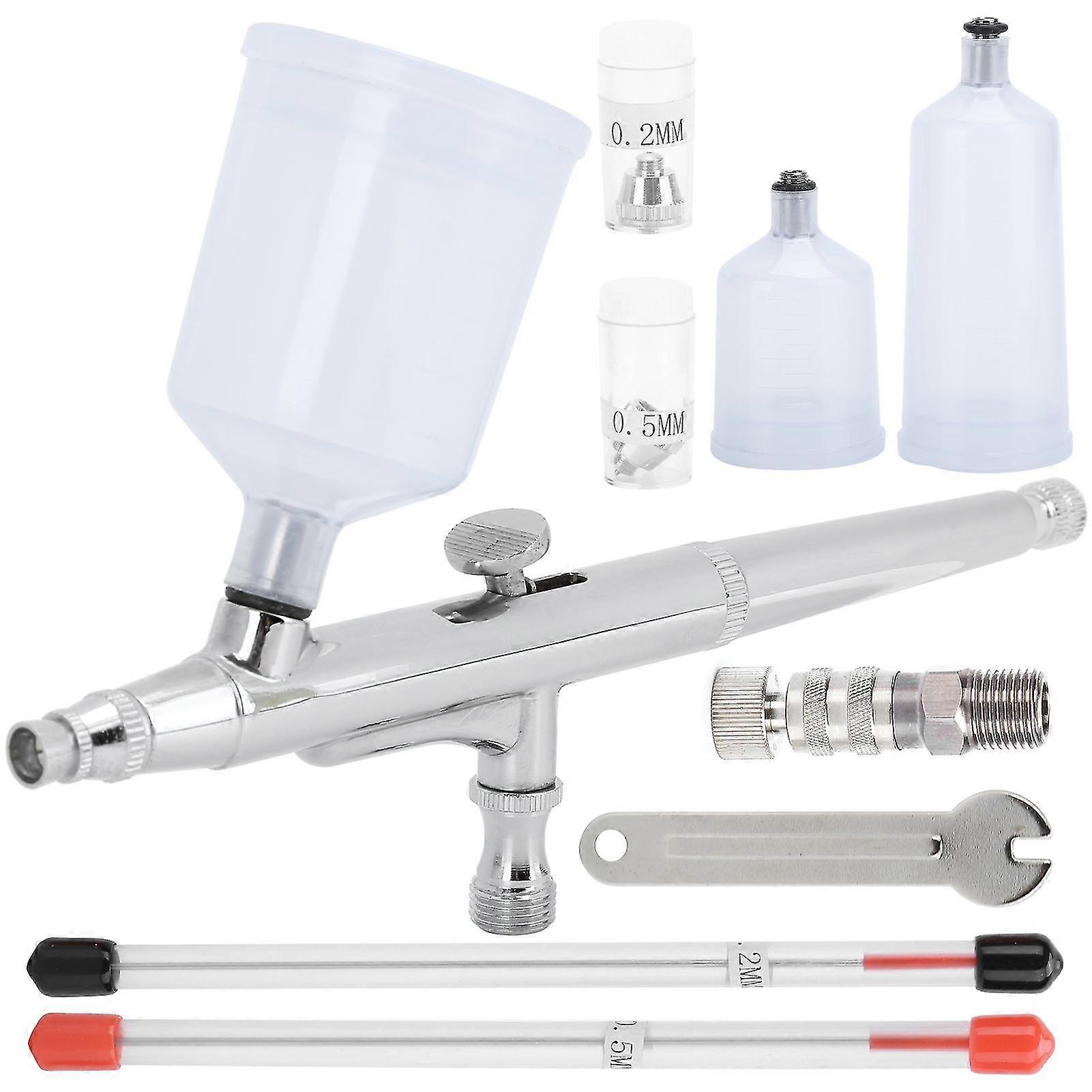 Double Action Trigger Airbrush Set with 20ml and 40ml Cups - Ideal for Tattoo Art and Makeup