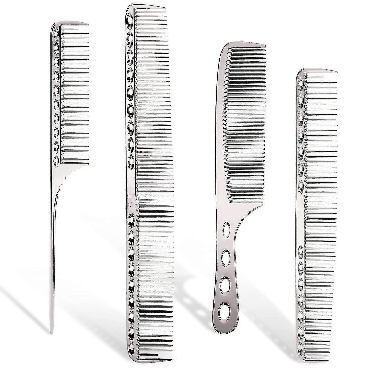 Space Pettine per capelli in alluminio 4 pettini per capelli in metallo Pettini per capelli lunghi e corti argento