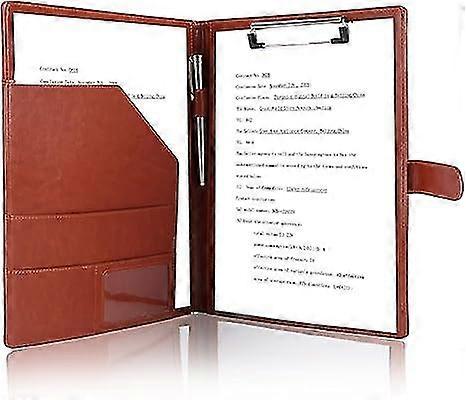 Portfolio Folder Binder -Faux Leather Portfolio Folder with Cover for A4 Notepad Holder, Business Portfolio Brown 24.5*32cm-xdd