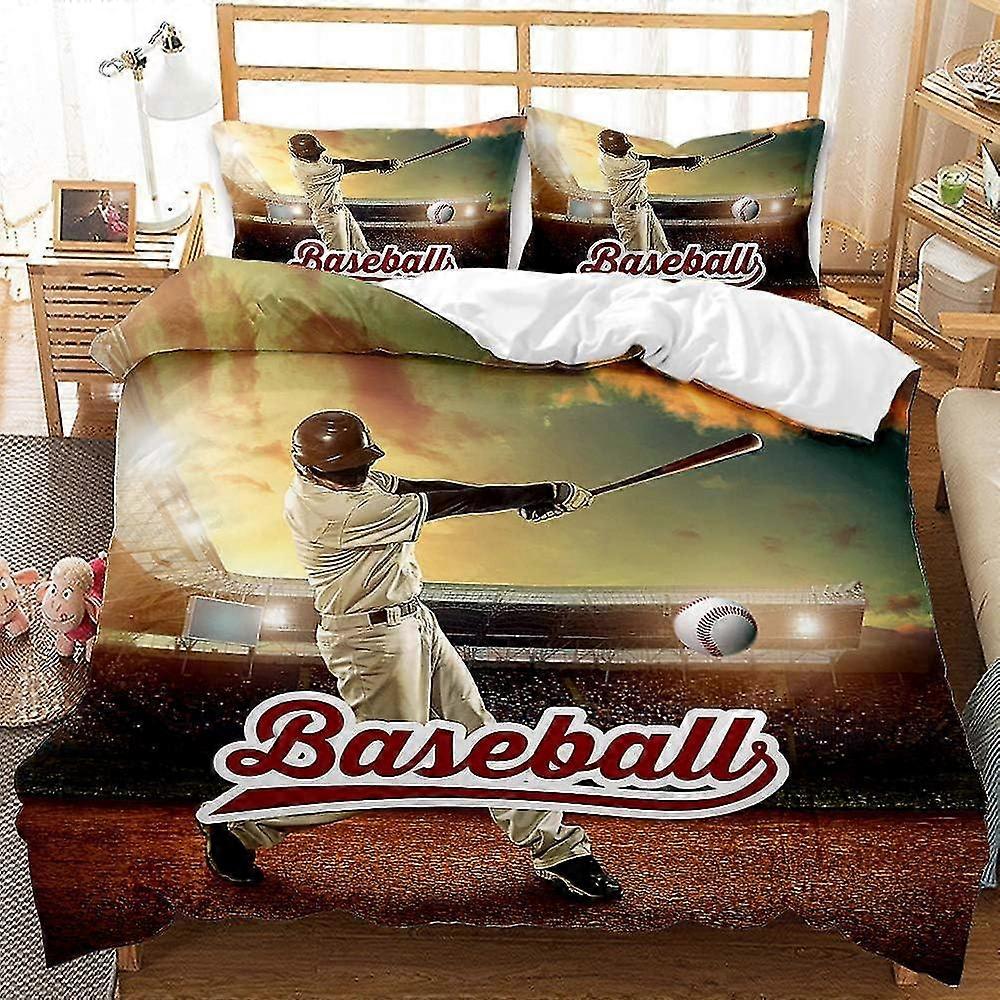 o5746 Lençóis de Cama 135X200 Microfibra 3 Peças - Conjunto de Capa de Edredom com Beisebol, Capas de Edredom Macias e Fofas com Zíper e 2 Lençóis de Fronha