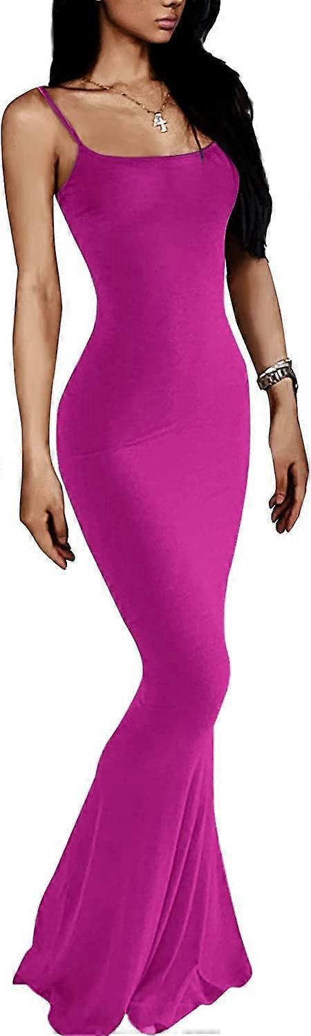 Women's Maxi Bodycon Dress Sexy Spaghetti Strap Sleeveless Tight Slip Long  Dresses S-2XL | Fruugo NO