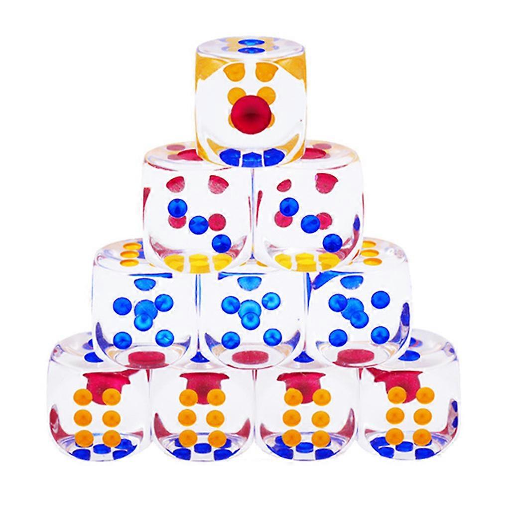 10Pcs Transparent Digital Dice 6 Sided Crystal Dice KTV Bar Board Game Dices